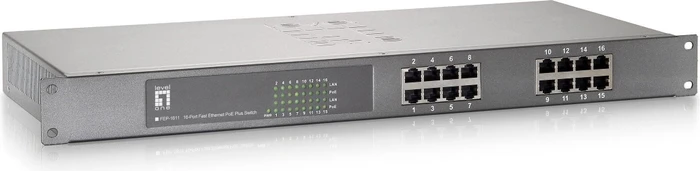 LevelOne FEP Rackmount Switch, 16x RJ-45, 240W PoE+