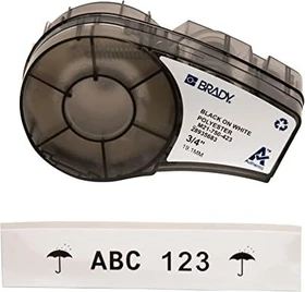 Brady Polester White Glossy Beschriftungsband, 19.1mm, schwarz/weiß