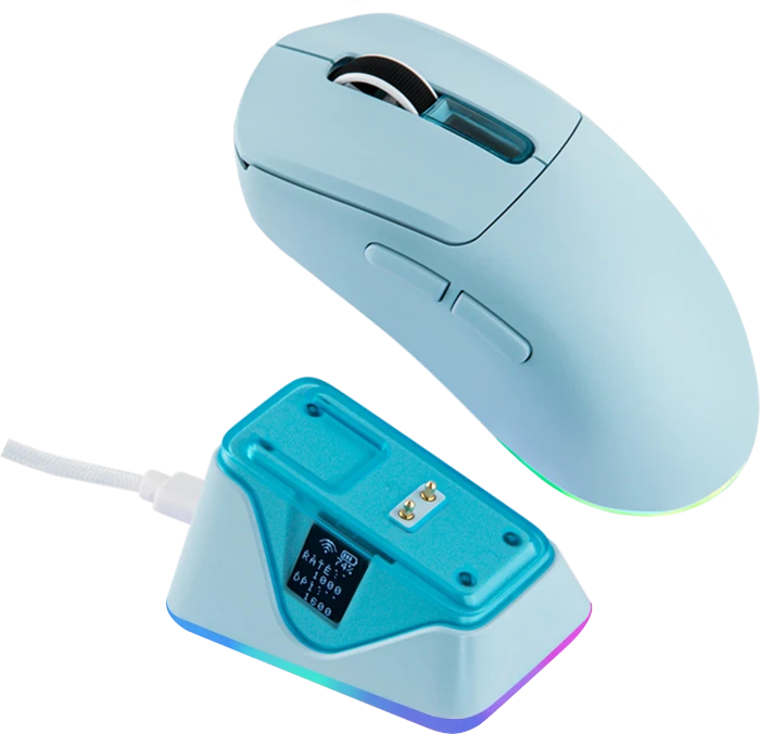 Epomaker Nex Lite Wireless Gaming Mouse mit Ladestation, blau, USB/Bluetooth