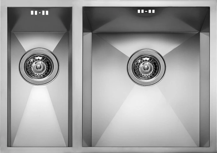 Pyramis Tetragon 11/2B RH 57.5x44 Einbau Becken rechts edelstahl gebürstet