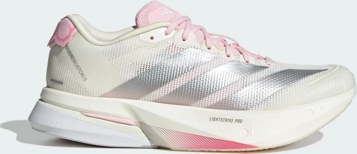 adidas Adizero Boston 13 core white/silver metallic/clear pink (Damen)