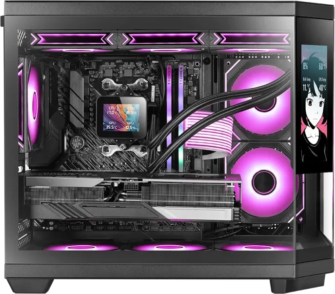 Mars Gaming MC-3TCORELCDM Black, Glasfenster