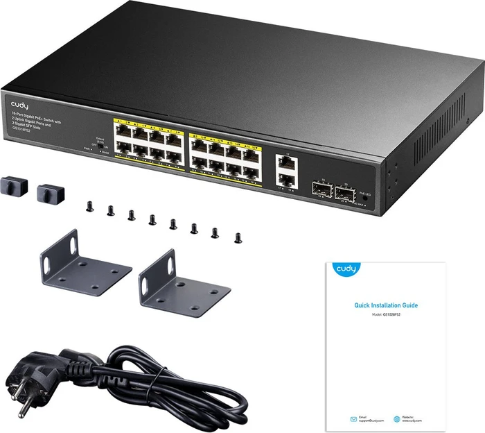 Cudy GS20 Rackmount Gigabit Switch, 18x RJ-45, 2x SFP, 120W PoE+