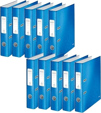Leitz Qualitäts Ordner 2-Ring 180° WOW, 50mm, A4, blau, 10er-Pack