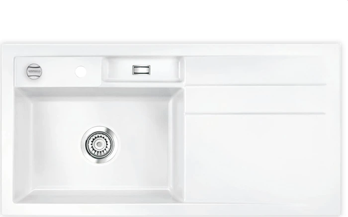systemceram Bela 100 Einbau Becken links mit Ablauffernbedienung grönland