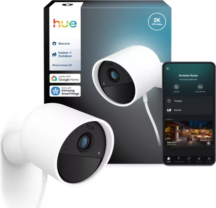 Philips Hue Secure 2K Kamera, kabelgebunden, weiß