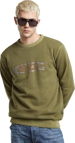 G-Star Destroyed G Logo Washed Sweatshirt shadow olive (Herren)