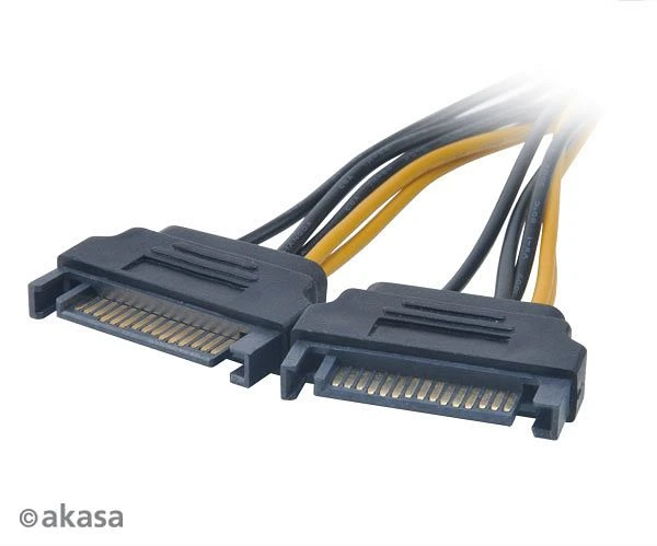 Akasa 2x 15-Pin SATA Strom auf 6-Pin PCIe, 150mm