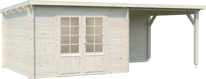 Palmako Ella 8.7+8.2m² Gartenhaus mit Schleppdach natur tauchimprägniert