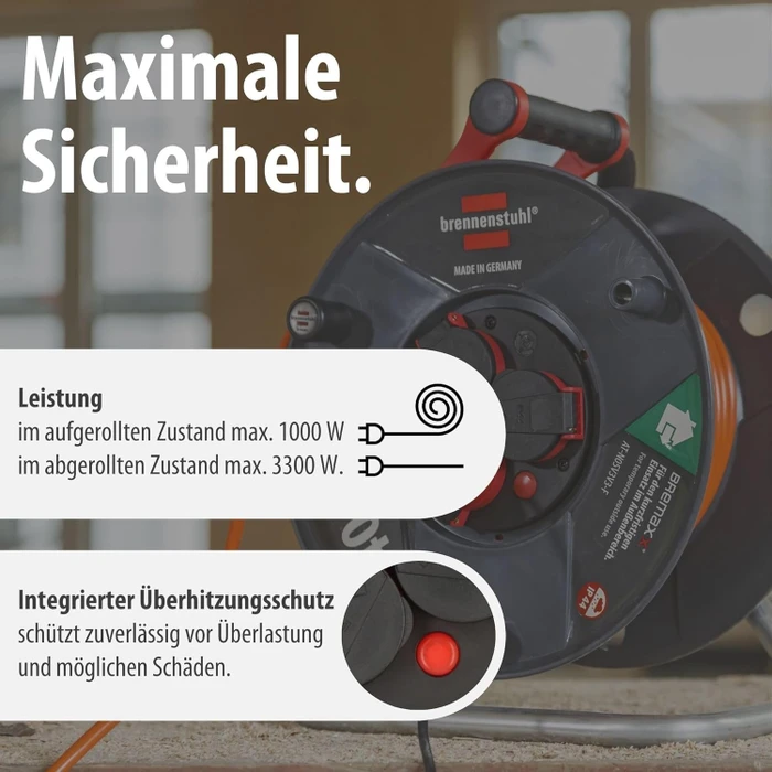 Brennenstuhl Garant V2 Kabeltrommel, Schuko auf 3x Schuko, 40m, IP44, AT-N05V3V3-F 3G1,5