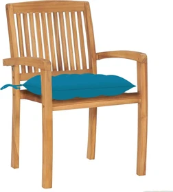 vidaXL Teak Stapelsessel hellblau, 2 Stück