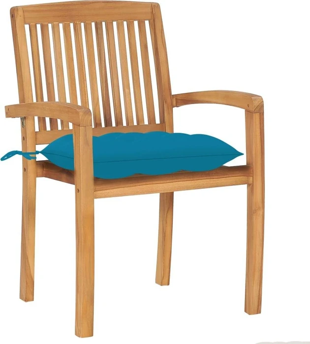 vidaXL Teak Stapelsessel hellblau, 2 Stück