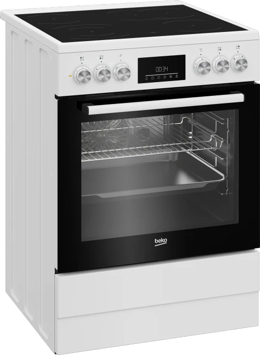 Beko FBM67320WS Elektroherd mit Glaskeramik-Kochfeld