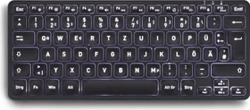 Perixx Periboard-732 Wireless Mini Keyboard, schwarz, LEDs weiß, USB, DE (11952)