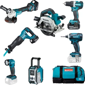 Makita DLX7018TX1 Combo Kit Akku-Maschinenset inkl. Tasche + 3 Akkus 5.0Ah