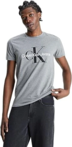 Calvin Klein Monogramm Slim Fit T-Shirt kurzarm mid grey heather (Herren)