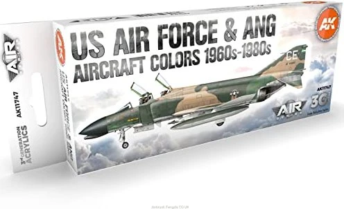 AK-Interactive 3rd Gen Acrylic Colors US Air Force & ANG Aircraft Colors 1960s-1980s Farbset, 8-tlg.