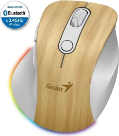Genius Ergo 9000S Pro Wireless Bluetooth Rechargeable Mini Ergo Silent Mouse, Pine Wood, USB/Bluetooth (31030039407)