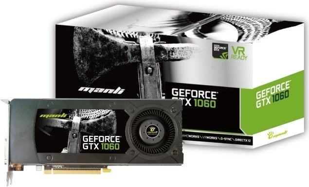 Manli GeForce GTX 1060 Heatsink with Blower Fan, 6GB GDDR5, DVI, HDMI, 3x DP