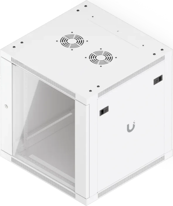 Ubiquiti 12U Rack Cabinet, 19" Wandgehäuse 12HE, Glastür, weiß, 600mm tief