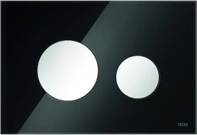 TECE TECEloop WC-Betätigungsplatte Glas für Zweimengentechnik 220x150x11mm Glas schwarz glänzend, Tasten weiß glänzend