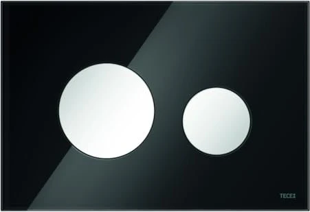 TECE TECEloop WC-Betätigungsplatte Glas für Zweimengentechnik 220x150x11mm Glas schwarz glänzend, Tasten weiß glänzend
