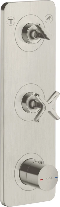Hansgrohe Axor Citterio E Thermostatmodul 380/120 Kontrollfeld mit Platte für 2 Verbraucher edelstahloptik