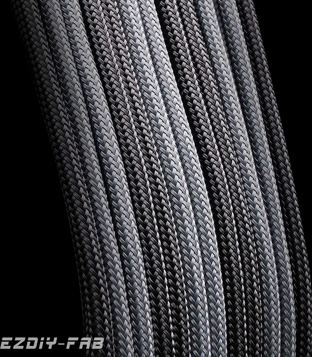 EZDIY-FAB Cable Extension Kit, 1x 24-Pin, 1x 4/8-Pin ATX, 2x 6-Pin PCIe, 16AWG, 2x 8-Pin PCIe, 16 AWG Nylon, grau/schwarz