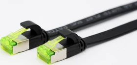 Helos Ultra Flach-Patchkabel, Cat6a, U/FTP, RJ-45/RJ-45, 15m, schwarz