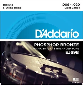 D'Addario 5-String Banjo Phosphor Bronze Light Ball End