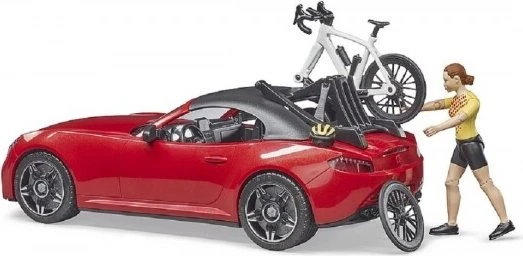 Bruder Profi-Serie Roadster mit Rennrad und Radfahrerin