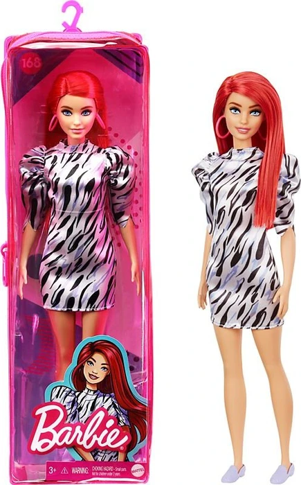 Mattel Barbie - Fashionistas Puppe rothaarig im gemusterten Puff-Ärmel Kleid