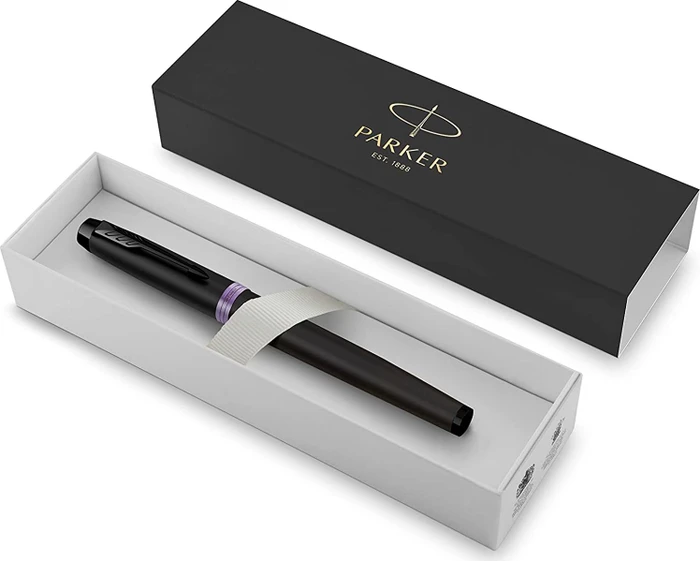 Parker IM Vibrant Rings Tintenroller (Mine) schwarz, Geschenkbox