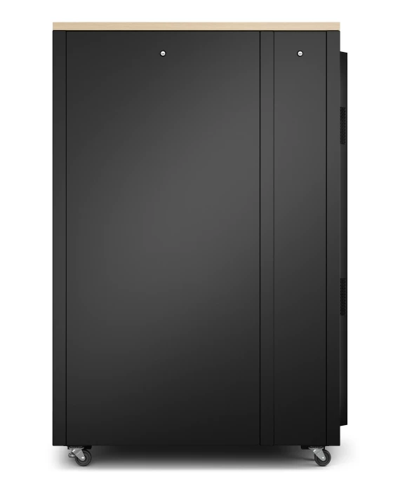 APC NetShelter 19" Netzwerkschrank 32HE, vormontiert, eigenbelüftet, Blechtür, schallgedämmt, Ahorn, 1134mm tief