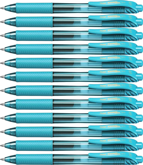 Pentel EnerGel X BL107 0.7mm/0.35mm Gelroller türkis/transparent, 12er-Pack