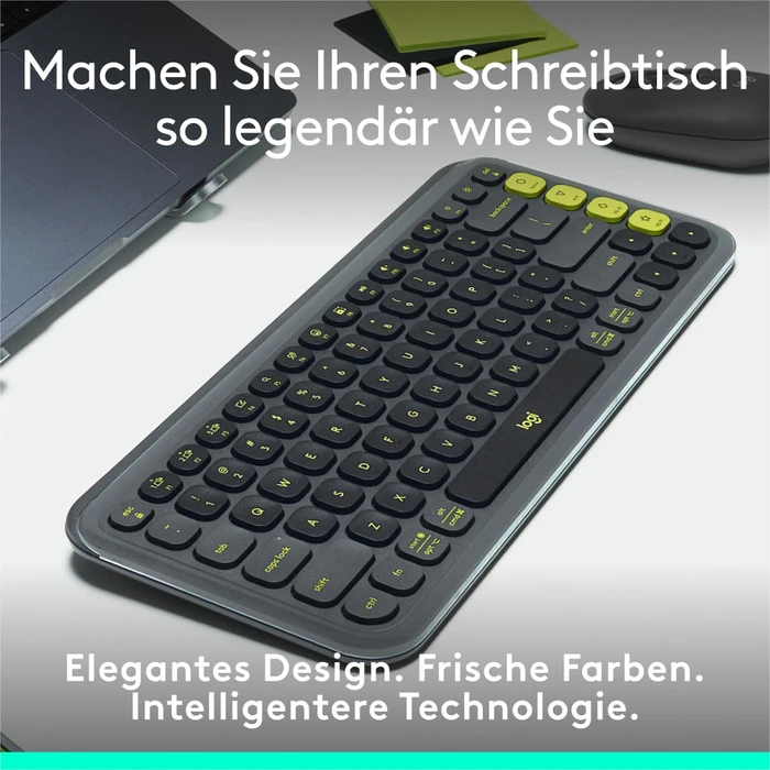 Logitech POP Icon Keys, Graphite & Green, Logi Bolt, USB/Bluetooth, DE