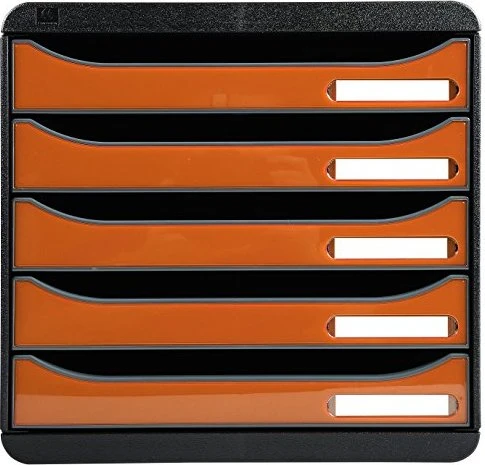 Exacompta Big Box Plus Schubladenbox, 5 Schubladen, orange/schwarz