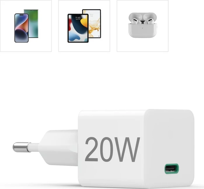 Hama Schnellladegerät USB-C PD/Qualcomm Mini-Ladegerät 20W weiß