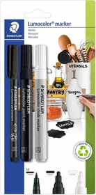 Staedtler Lumocolor 60 Permanentmarker schwarz schwarz/weiß, 3er-Set