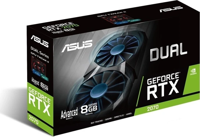 ASUS Dual GeForce RTX 2070 Advanced, DUAL-RTX2070-A8G, 8GB GDDR6, HDMI, USB-C, 3x DP