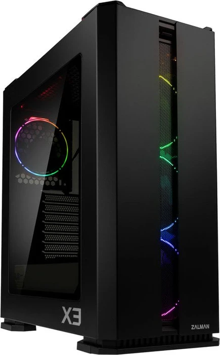 Zalman X3, schwarz, Glasfenster