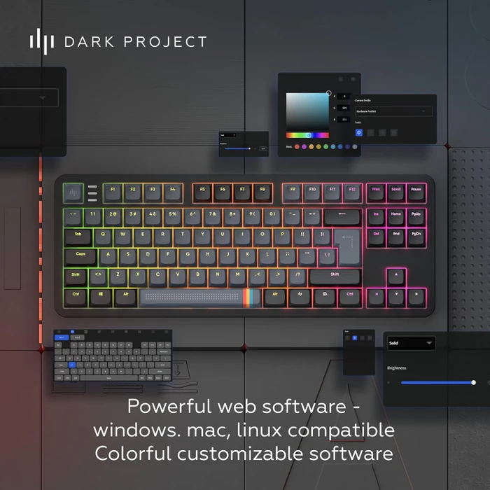 Dark Project ALU87A Midnight Gaming Keyboard, blau/schwarz, LEDs RGB, g3ms Zircon Speed, USB, DE