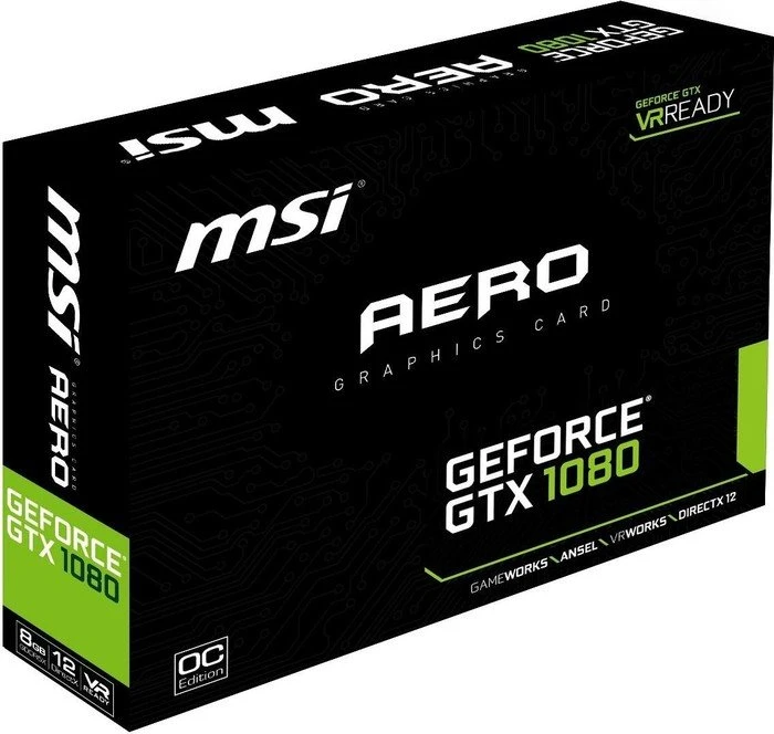 MSI GeForce GTX 1080 Aero 8G OC, 8GB GDDR5X, DVI, HDMI, 3x DP