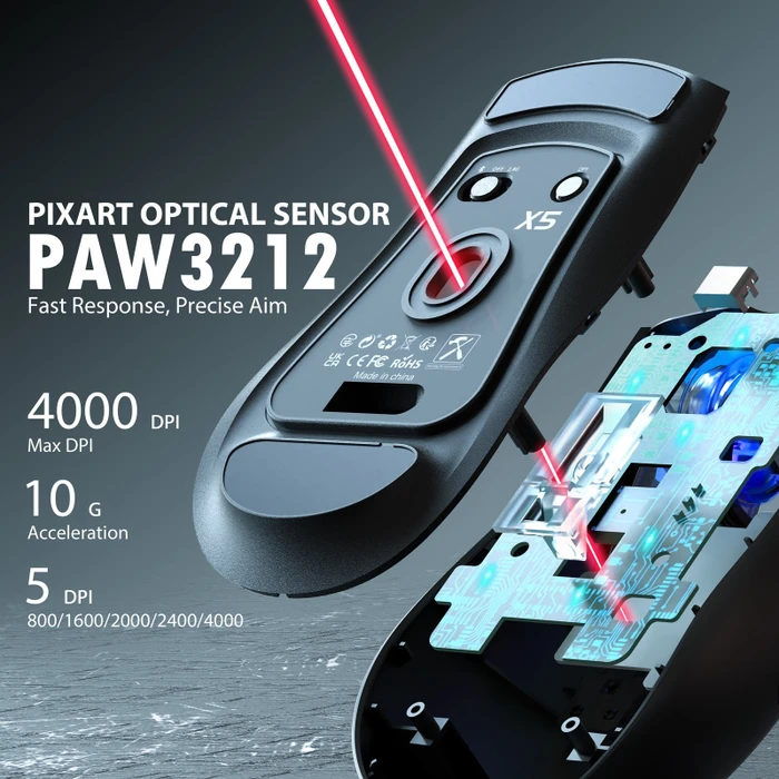 Attack Shark X5 Wireless Gaming Mouse schwarz, USB/Bluetooth