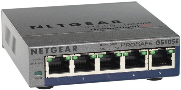 Netgear ProSAFE Plus GS100 Desktop Gigabit Smart Switch, 5x RJ-45