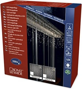 Konstsmide Lichtervorhang Eisregen transparent LED 200x bernstein