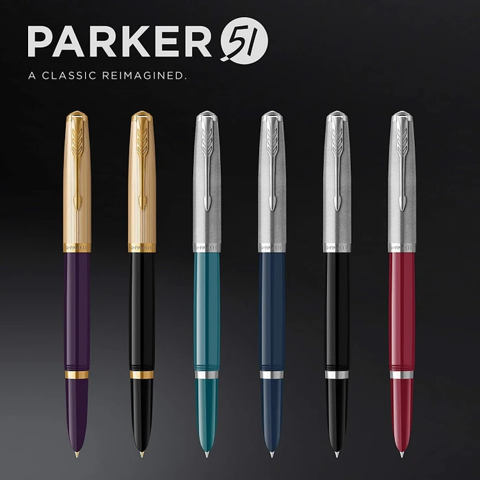 Parker 51 dunkelblau, rechte Hand, fein, Geschenkbox
