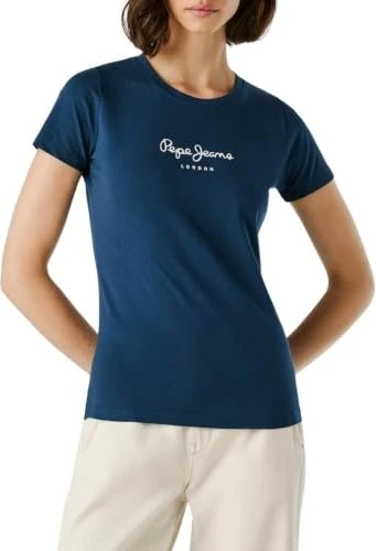 Pepe Jeans Logodruck Slim Fit T-Shirt kurzarm navy (Damen)