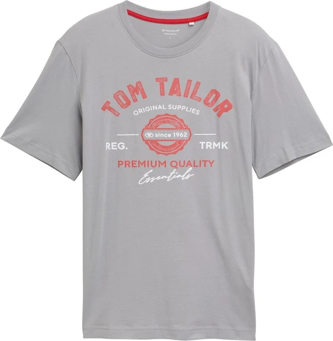 Tom Tailor Logo-Print T-Shirt kurzarm formal grey (Herren)