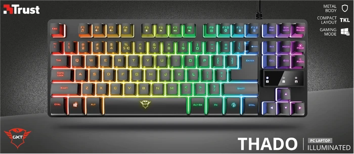Trust Gaming GXT 833 Thado TKL, LEDs RGB, USB, ES